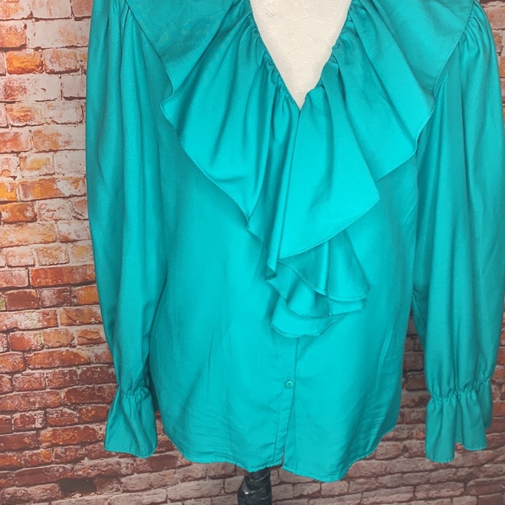 Vintage Worthington Teal Poet’s Blouse - Picture 5 of 11